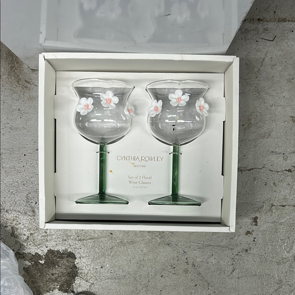 Cynthia Rowley Floral Wine Glasses